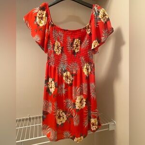 Park & Lex red tropical Hawaiian  Off-Shoulder Dress / Long top  size M